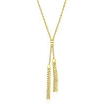 14k Yellow Gold Popcorn Chain Necklace with Lariat Design
