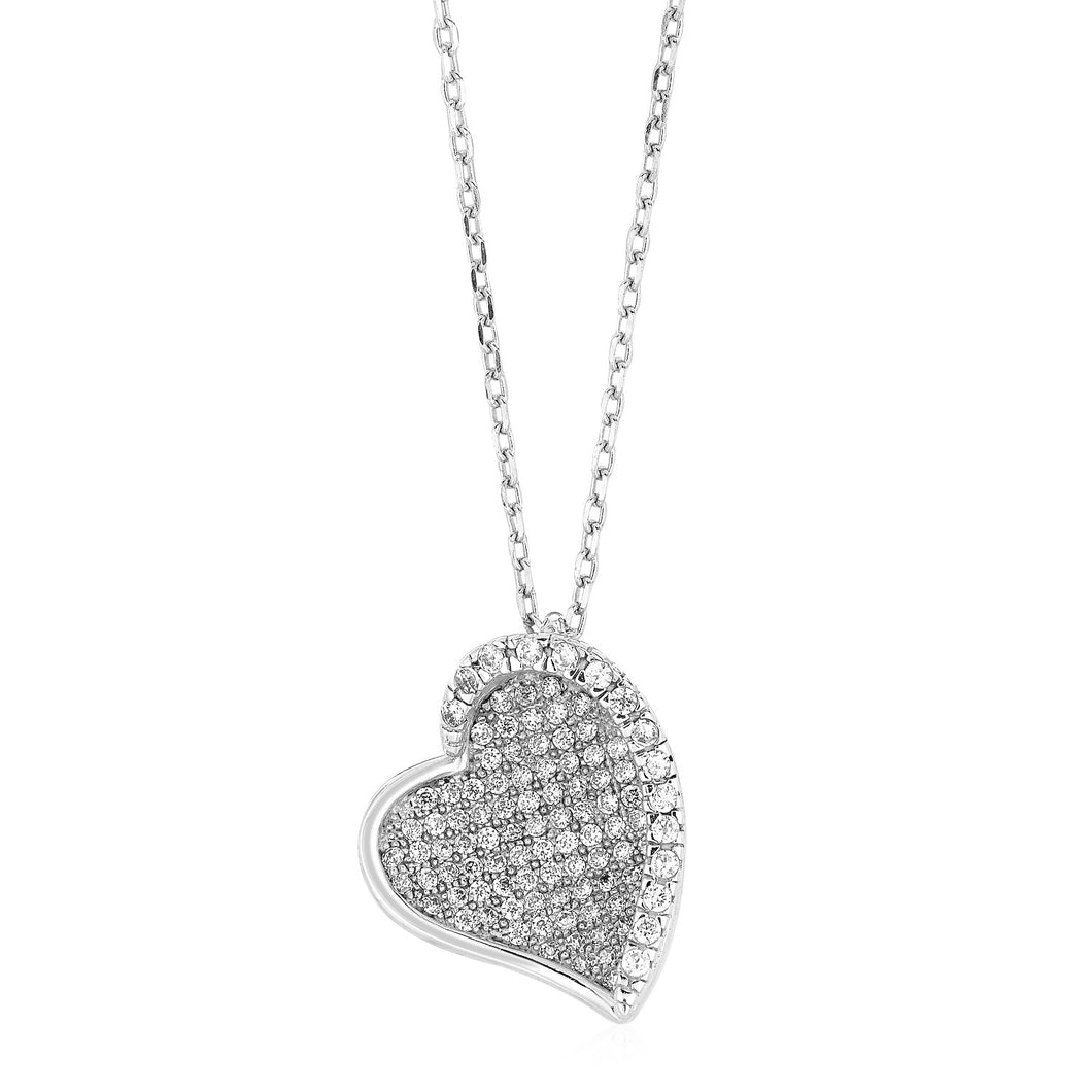 Heart Pendant with Cubic Zirconia in Sterling Silver