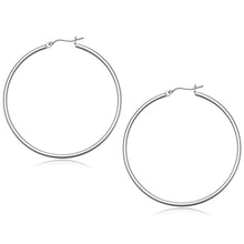 10k White Gold Polished Hoop Earrings (50 mm)