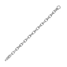 Sterling Silver Men's Cable Link Carved Bracelet