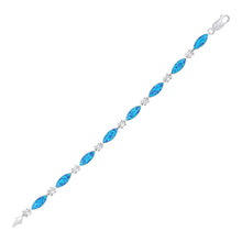 Marquise and Clover Motif Bracelet with Opal in Sterling Silver