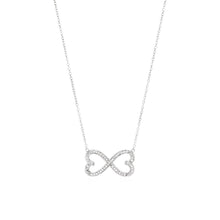 Double Heart Infinity Necklace with Cubic Zirconia in Sterling Silver