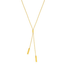 Lariat Necklace with Textured Bars in 10k Yellow Gold