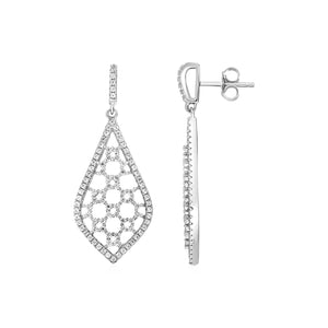Open Mosaic Motif Earrings with Cubic Zirconia in Sterling Silver