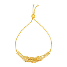 Textured Wavy Chain Motif Adjustable Bracelet in 14k Yellow Gold