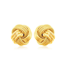 10k Yellow Gold Love Knot with Ridge Texture Earrings