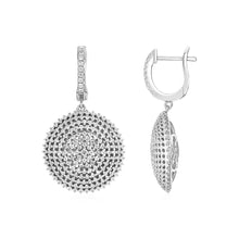 Domed Circle Earrings with Cubic Zirconia in Sterling Silver