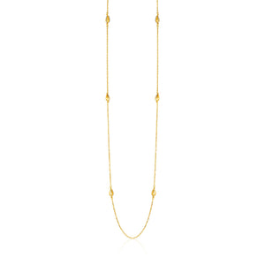 14k Two-Tone Yellow and White Gold Necklace with Teardrop Motifs