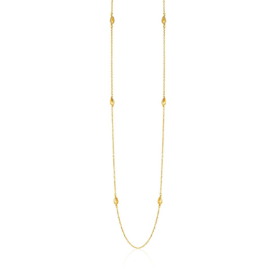 14k Two-Tone Yellow and White Gold Necklace with Teardrop Motifs