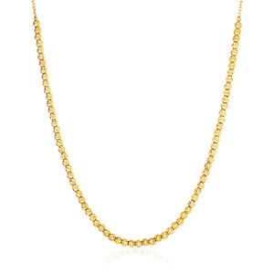 14k Yellow Gold Textured Bead and Chain Necklace