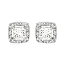 Cushion Earrings with Cubic Zirconia in Sterling Silver