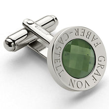 Graf von Faber-Castell, Manschettenknopf, rund, mit facettierter Jade, platiniert